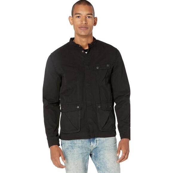 John Varvatos DOM Trucker Jacket Black Band Collar Snap Button Military Size 48 - Picture 1 of 7